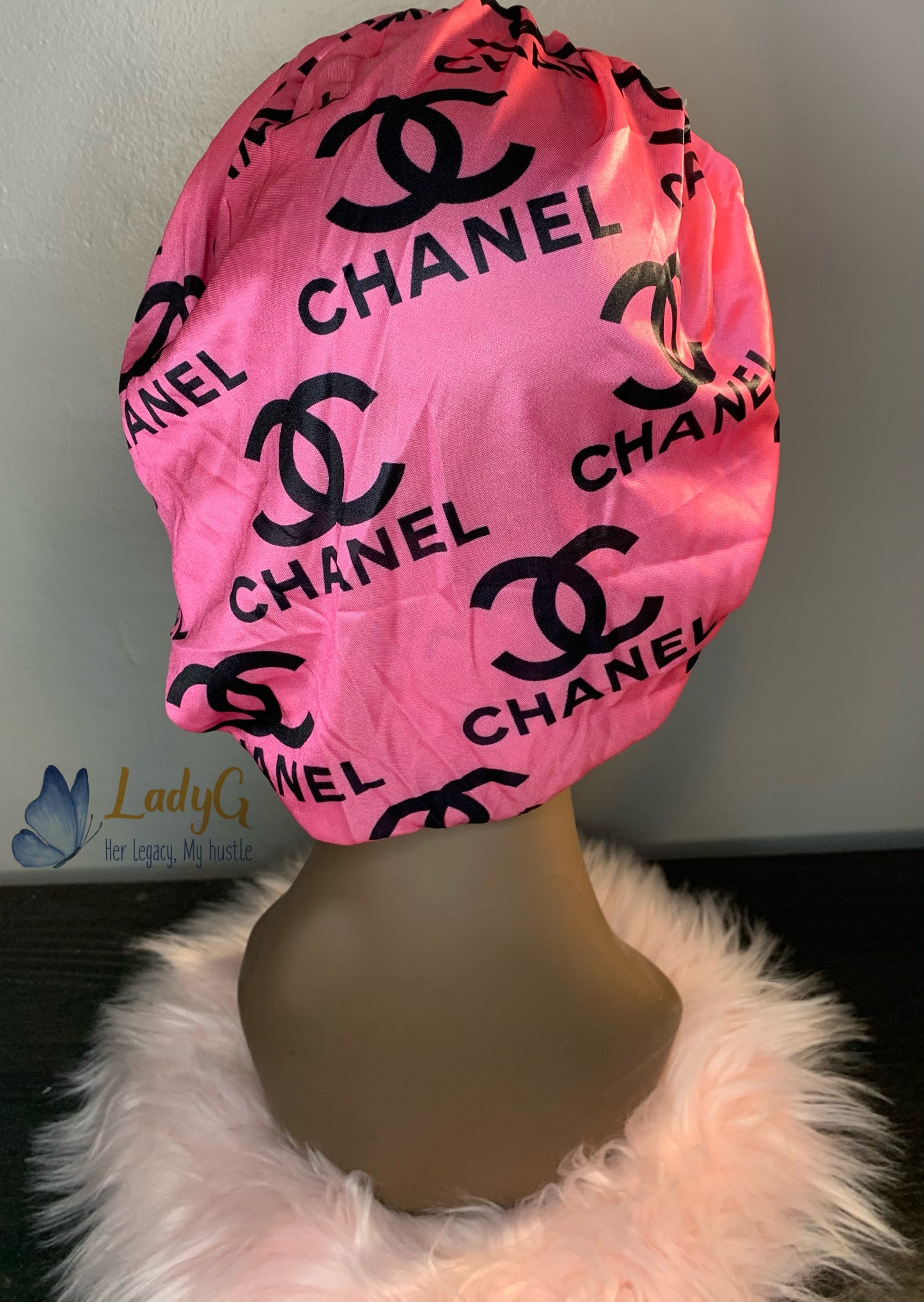 Designer Bonnets for Sale  Silky Black Chanel Bonnet by Wave Pro – WaVePr0